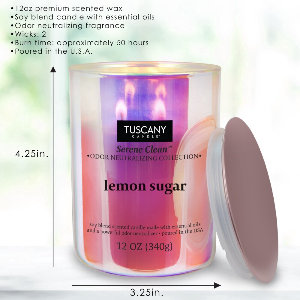 slide 2 of 3, Tuscany Serene Clean Collection Lemon Sugar Scented Jar Candle, 12 oz