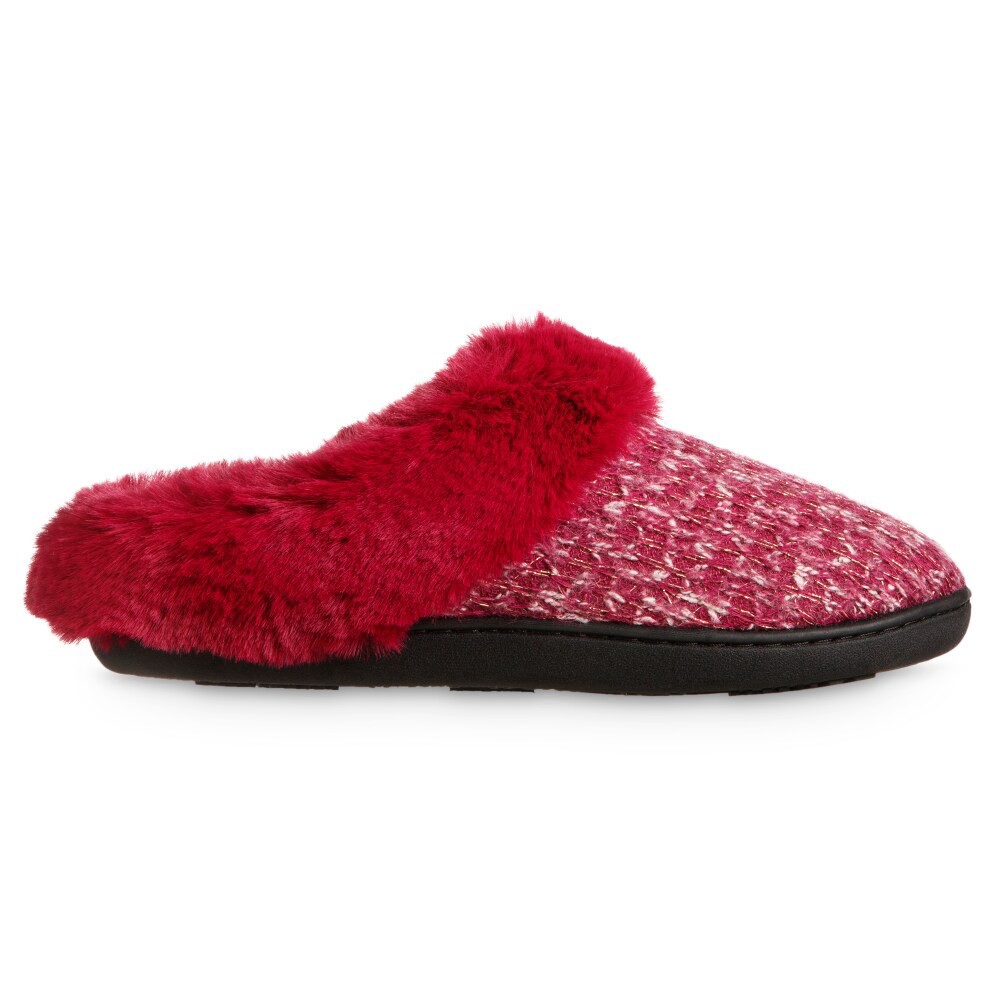 slide 3 of 4, Isotoner Samantha Sweater Knit Hoodback Slipper - Red, Size 6-7