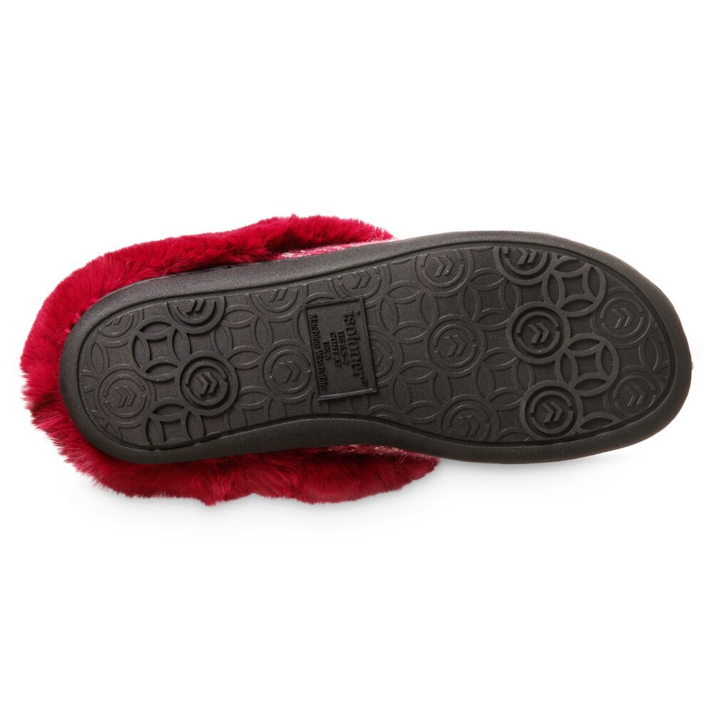 slide 2 of 4, Isotoner Samantha Sweater Knit Hoodback Slipper - Red, Size 6-7