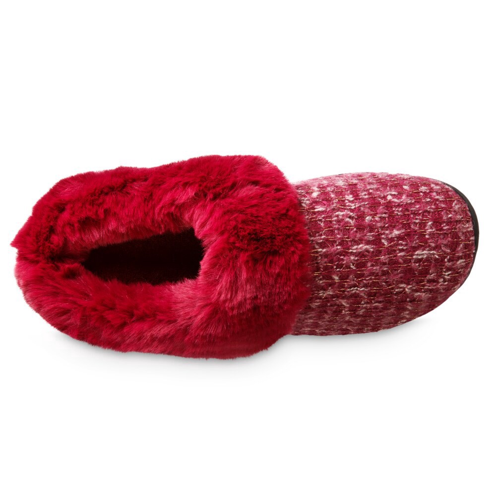 slide 4 of 4, Isotoner Samantha Sweater Knit Hoodback Slipper - Red, Size 6-7