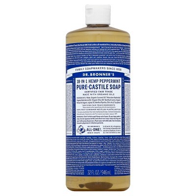 slide 1 of 4, Dr. Bronner's Pure Castile Soap - Hemp Peppermint, 32 oz