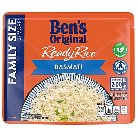 slide 1 of 1, Bens Original Ready Rice Basmati Family Size Rice - 1.08 LB, 1.08 lb