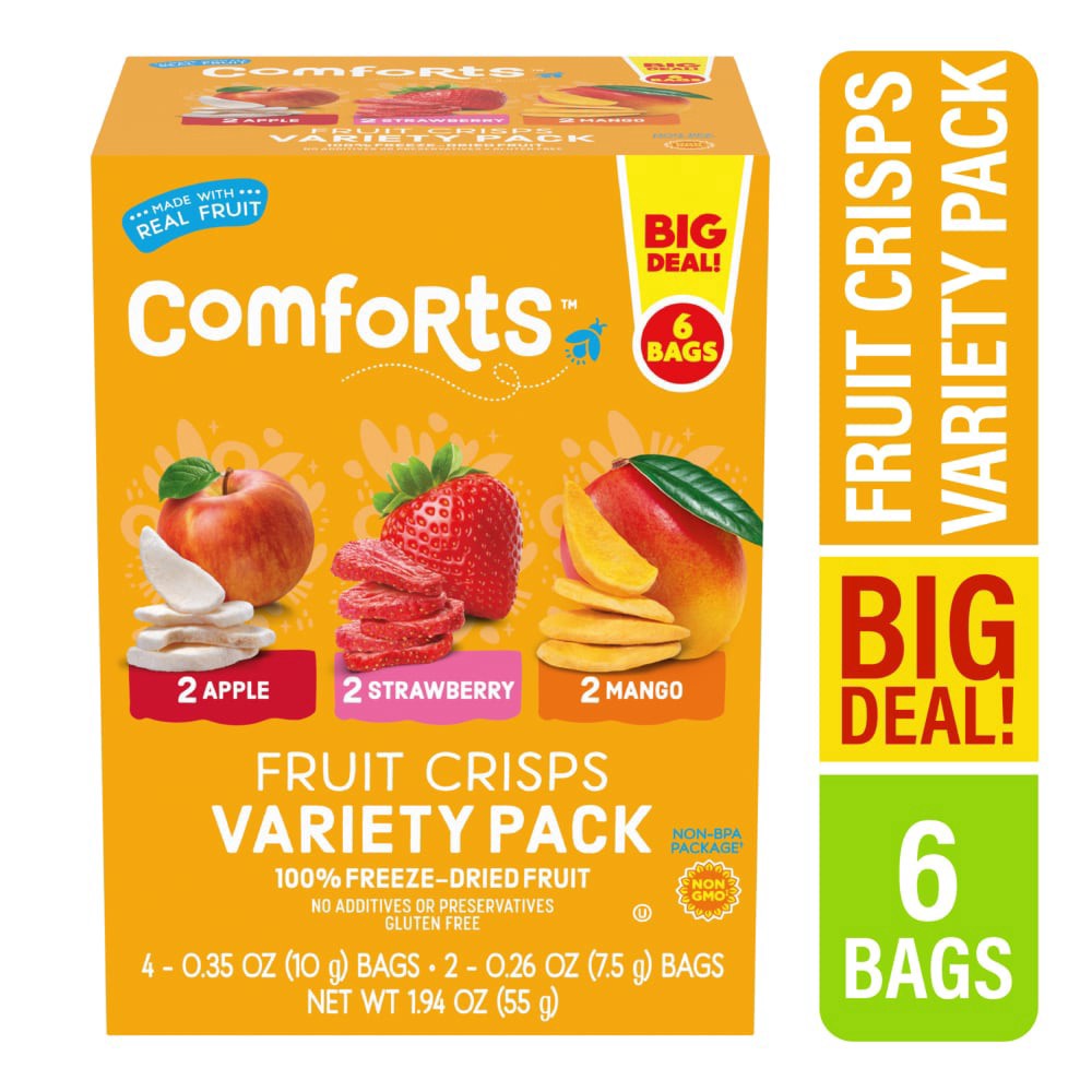slide 2 of 3, Comforts Fruit Crisps Variety Pack, 1.94 oz