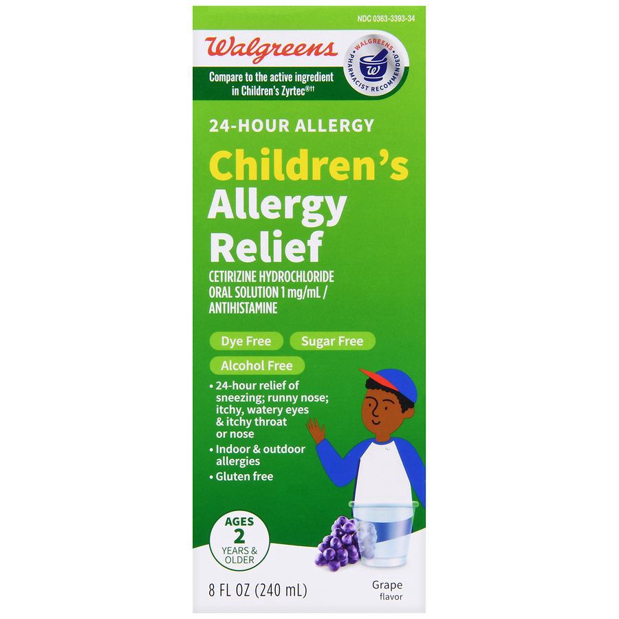 slide 4 of 5, Walgreens Cetirizine Hydrochloride All Day Allergy Oral Solution Grape, 8 fl oz