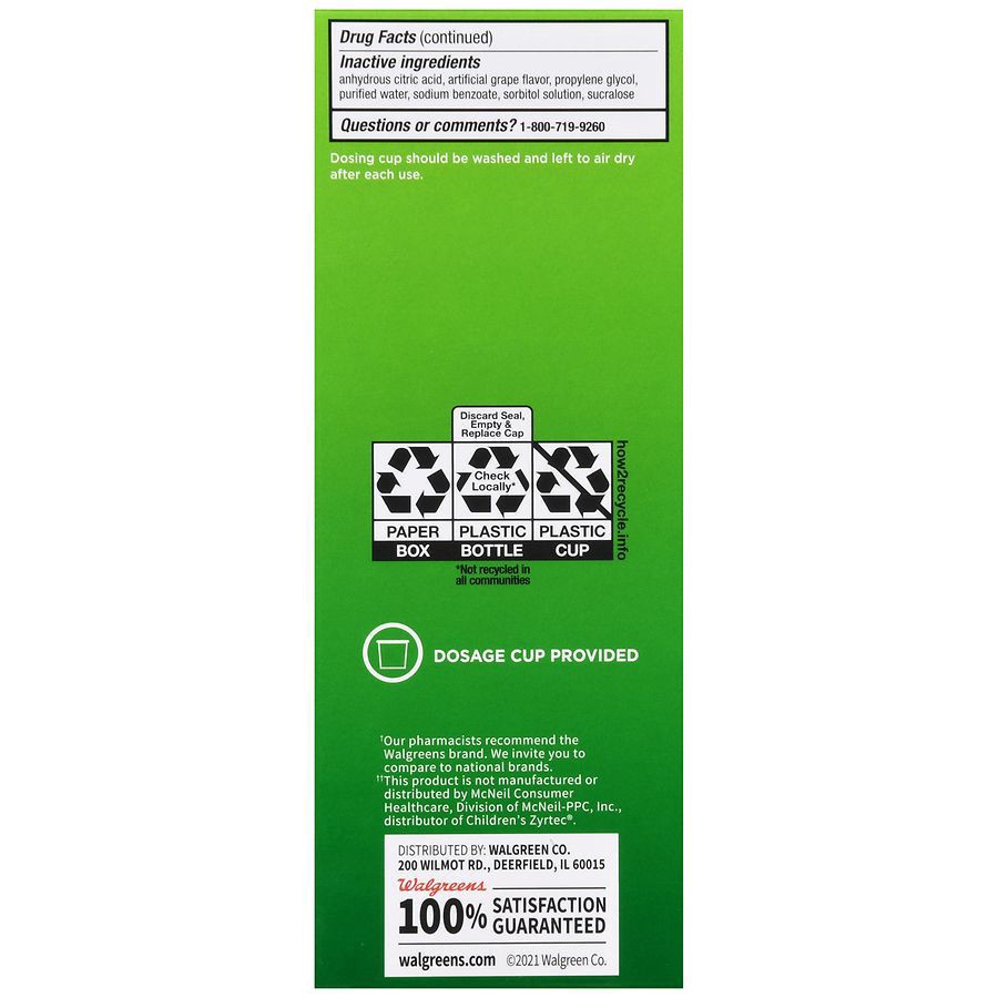 slide 2 of 5, Walgreens Cetirizine Hydrochloride All Day Allergy Oral Solution Grape, 8 fl oz