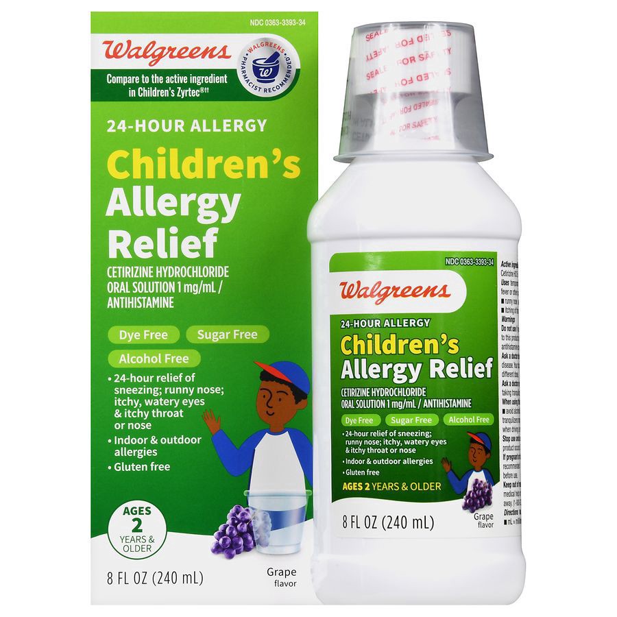 slide 1 of 5, Walgreens Cetirizine Hydrochloride All Day Allergy Oral Solution Grape, 8 fl oz