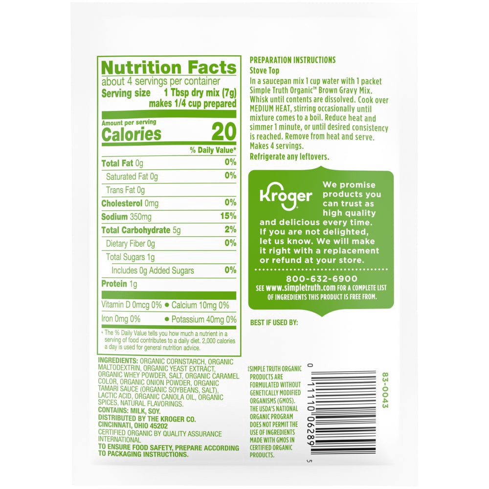 slide 3 of 6, Simple Truth Organic Brown Gravy Mix, 1 oz