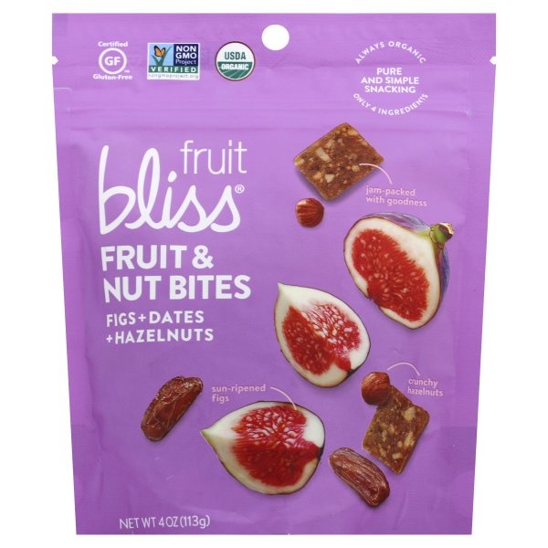 slide 1 of 2, Fruit Bliss Fruit & Nut Bites, Figs + Dates + Hazelnuts, 4 oz