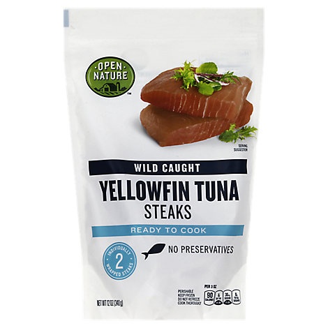 slide 1 of 1, Open Nature Yellowfin Tuna Steaks Wild Caught, 12 oz