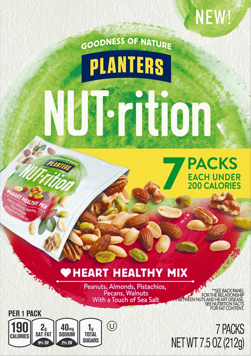 slide 1 of 5, Planters NUT-rition Heart Healthy Mix with Walnuts, 7 ct - 7.5 oz Box, 7.5 oz