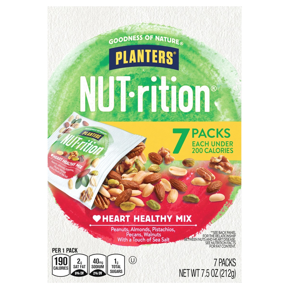 slide 1 of 5, Planters NUT-rition Heart Healthy Mix with Walnuts, 7 ct - 7.5 oz Box, 7.5 oz
