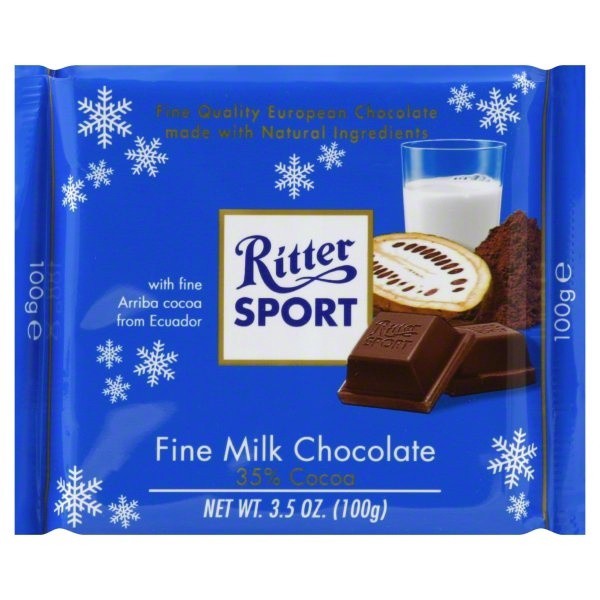 slide 1 of 1, Ritter Sport Fine Milk Chocolate, 35% Cocoa, 3.5 oz