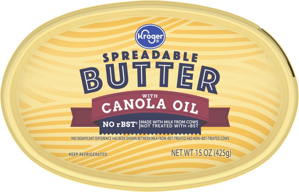 slide 5 of 5, Kroger Spreadable Butter With Canola Oil, 15 oz