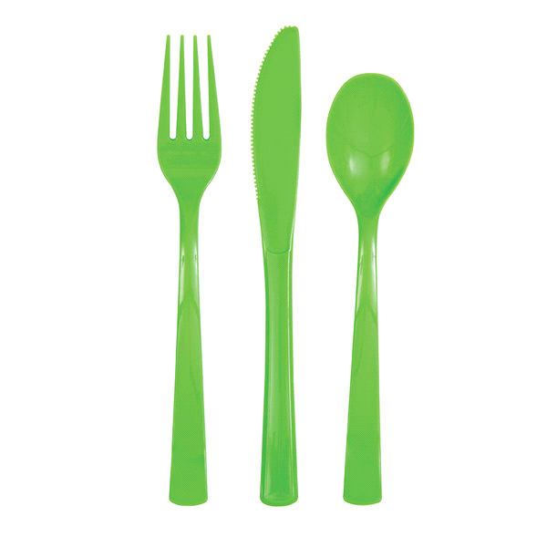slide 1 of 1, Unique Industries Lime Green Cutlery Ast, 18 ct