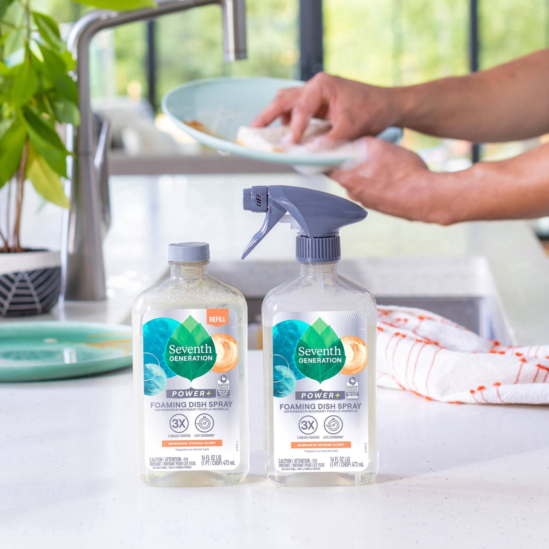 slide 6 of 26, Seventh Generation Power+ Foaming Mandarin Orange Scent Dish Spray 16 fl oz, 16 fl oz