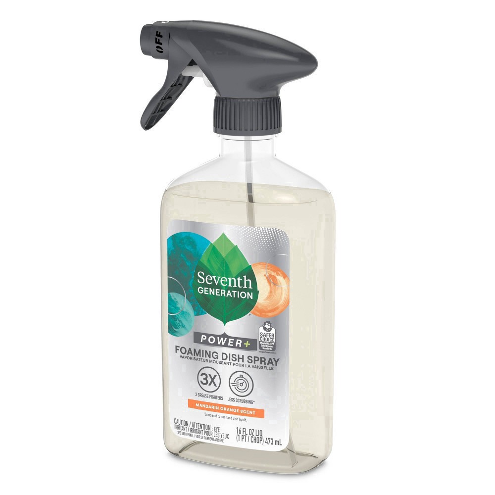 slide 7 of 26, Seventh Generation Power+ Foaming Mandarin Orange Scent Dish Spray 16 fl oz, 16 fl oz