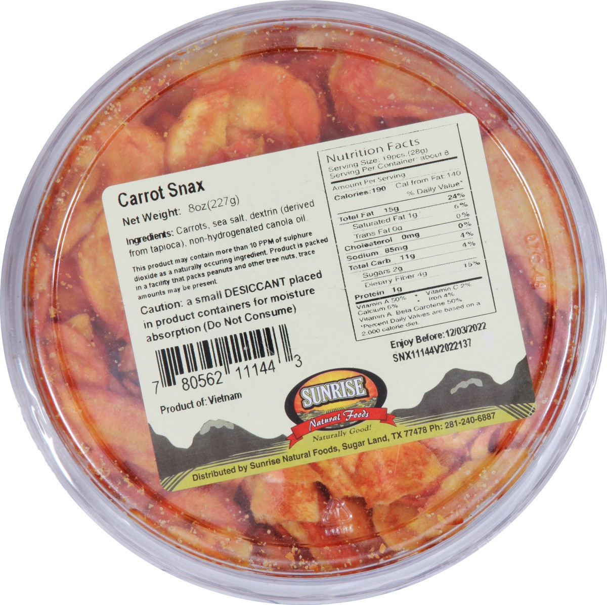 slide 4 of 9, Sunrise Natural Foods Carrot Snax 8 oz, 8 oz
