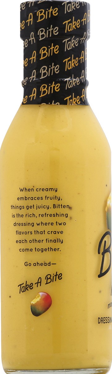 slide 2 of 6, Bitten Creamy Mango Dressing with Real Fruit, 12 oz Bottle, 12 fl oz