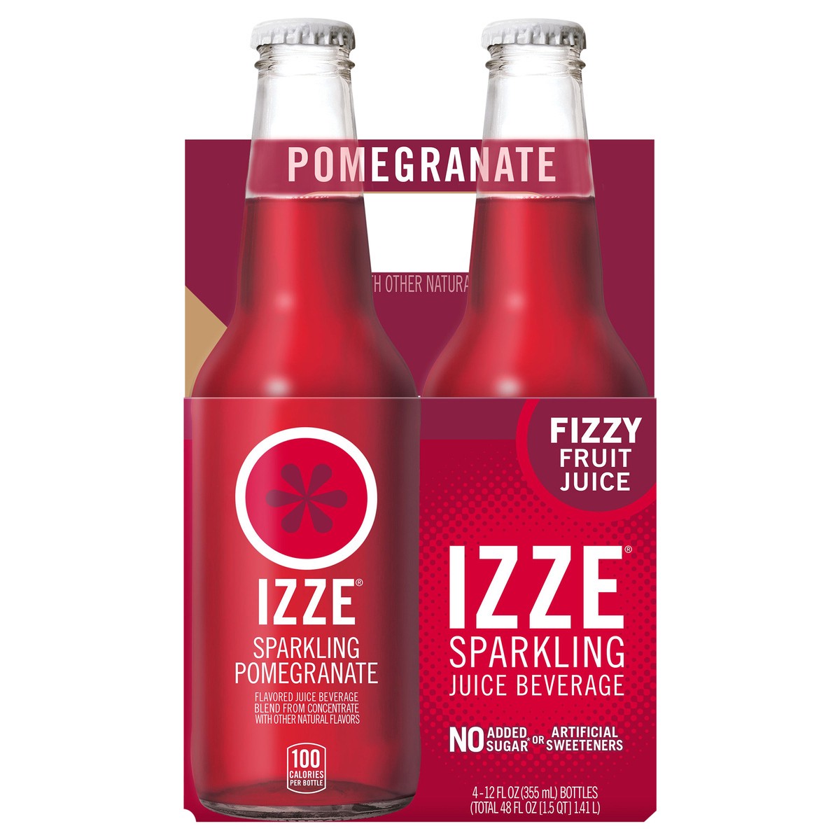 slide 1 of 6, Izze Pomegranate Sparkling Juice 4Pk, 48 oz