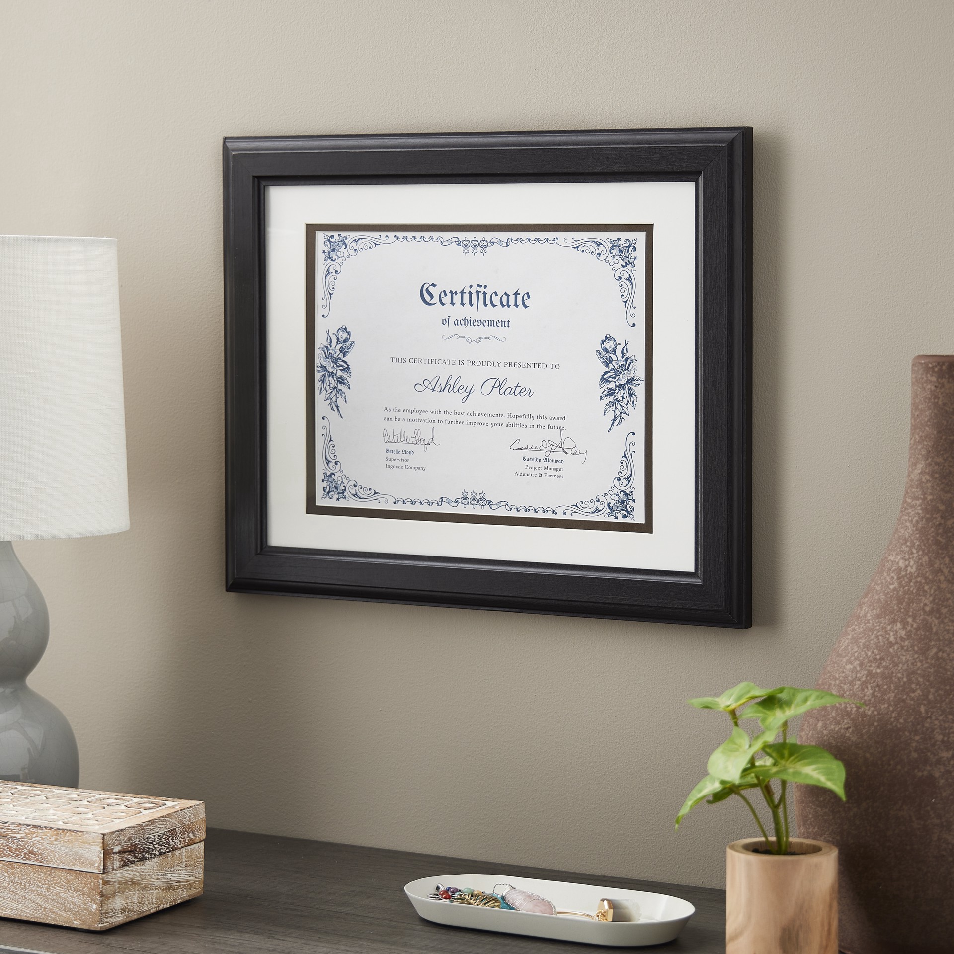 slide 3 of 3, 11" X 14" Brown Document Frame With Double Mat By Studio Decor, 11 in x 14 in
