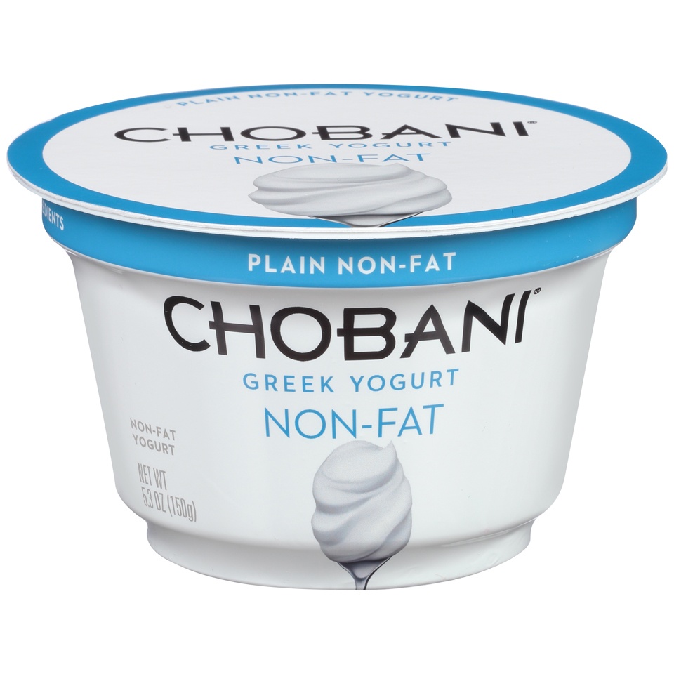 slide 1 of 1, Chobani Plain Non-Fat Greek Yogurt, 5.3 oz