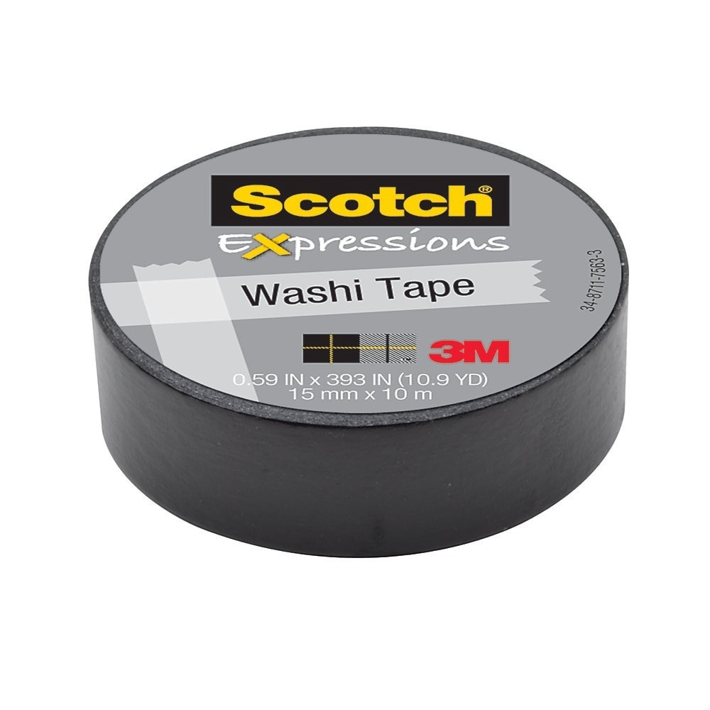 slide 1 of 2, Scotch Washi Tape, Black, 1 ct