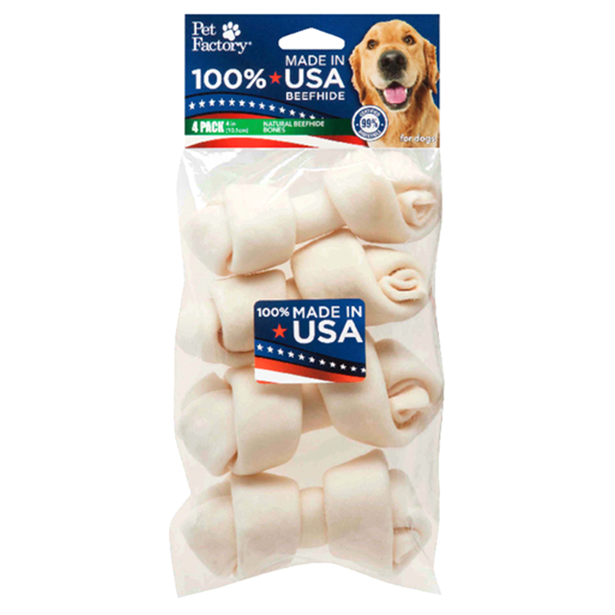 slide 1 of 2, Pet Factory American Beefhide Bones, 4 ct