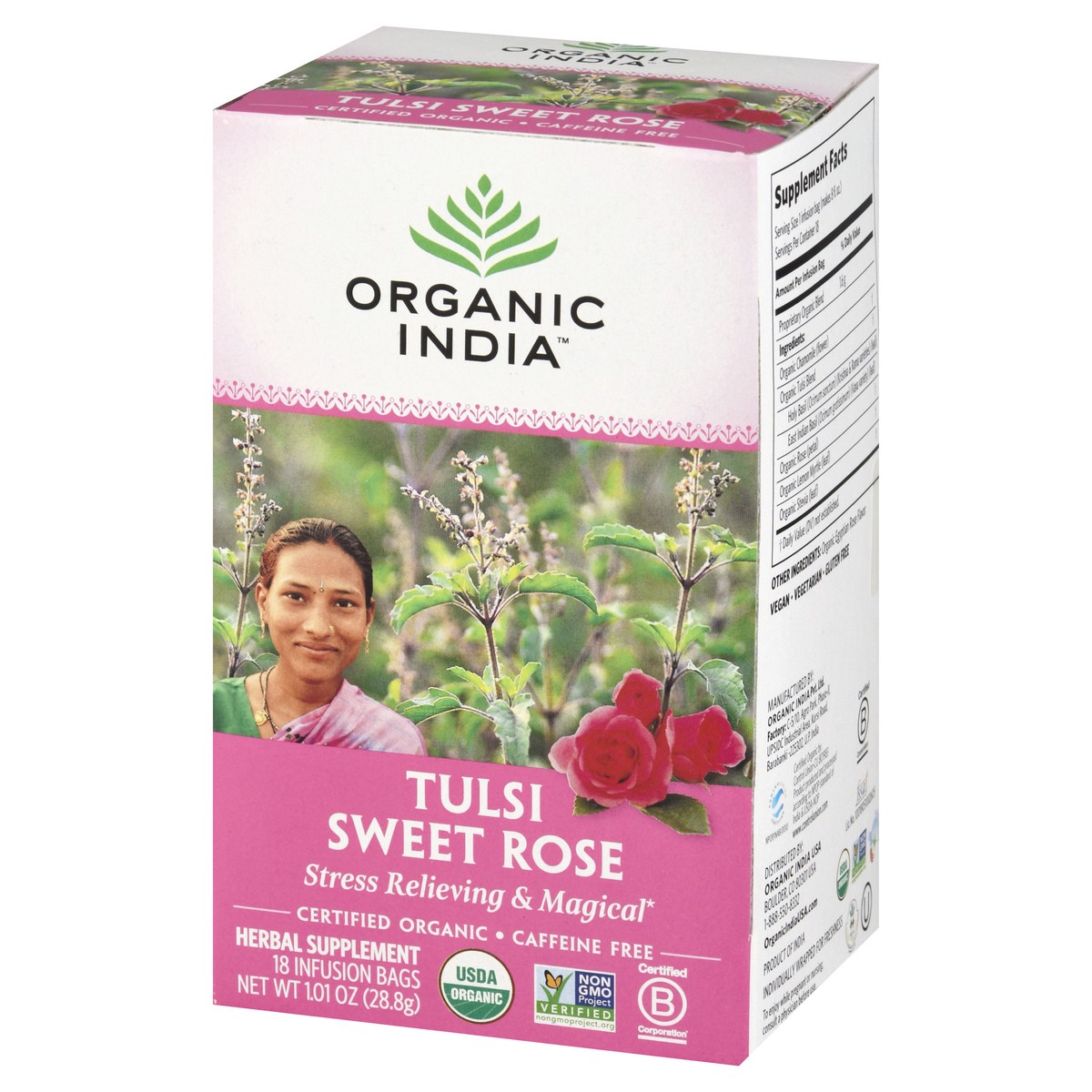 slide 8 of 12, Organic India Caffeine Free Infusion Bags Tulsi Sweet Rose Tea - 18 ct, 18 ct