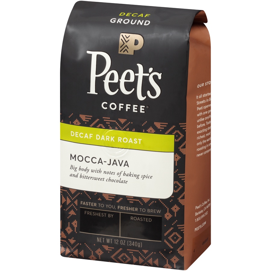 slide 3 of 6, Peet's Coffee Decaffeinated Mocha-Java Dark Roast Ground Coffee, 12 oz