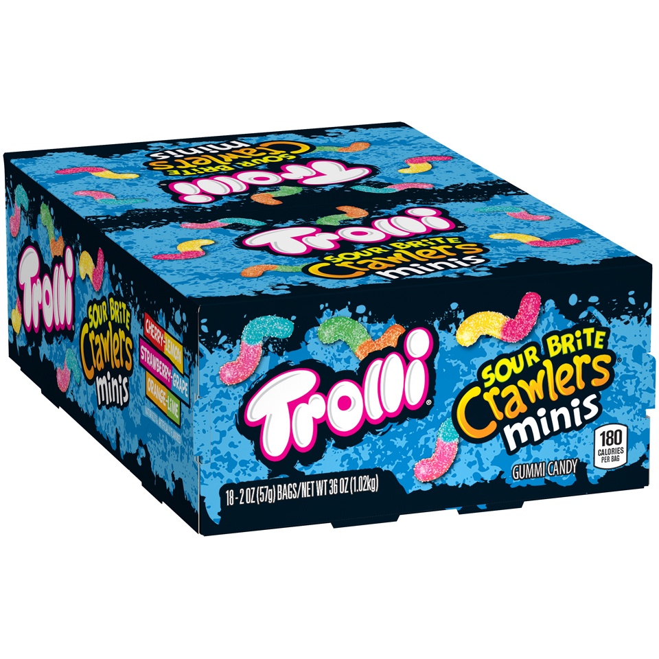 slide 1 of 6, Trolli Sour Brite Crawlers Mini, 18 ct