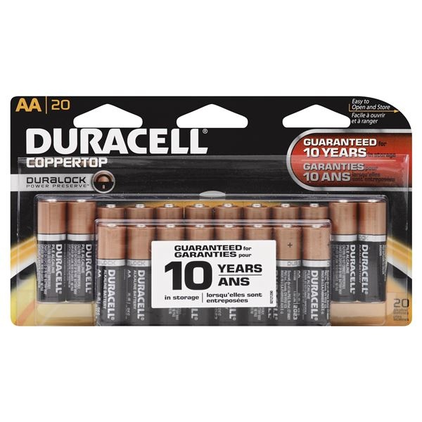 slide 1 of 1, Duracell Coppertop Alkaline AA Batteries, 20 ct