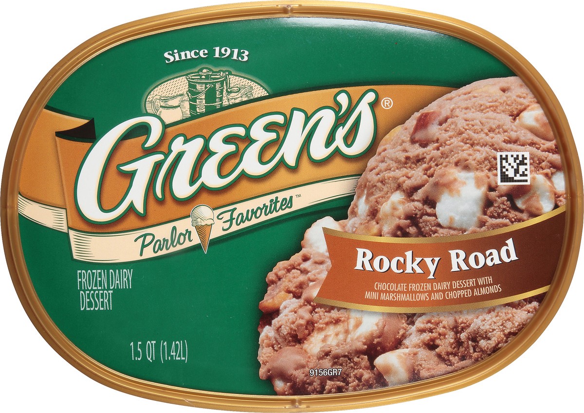 slide 2 of 10, Green's Parlor Favorites Rocky Road Frozen Dairy Dessert 1.5 qt. Carton, 1.42 liter