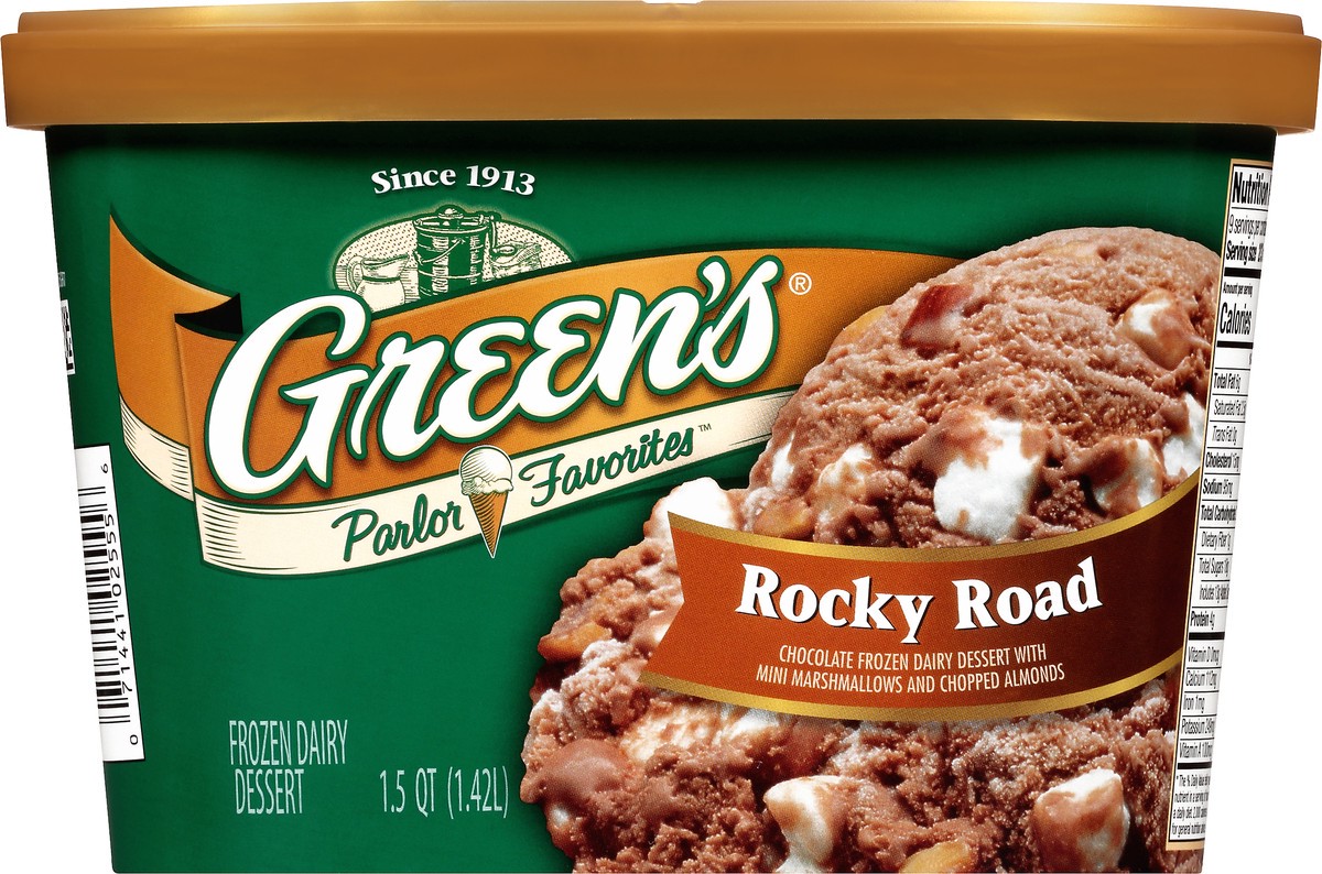 slide 3 of 10, Green's Parlor Favorites Rocky Road Frozen Dairy Dessert 1.5 qt. Carton, 1.42 liter