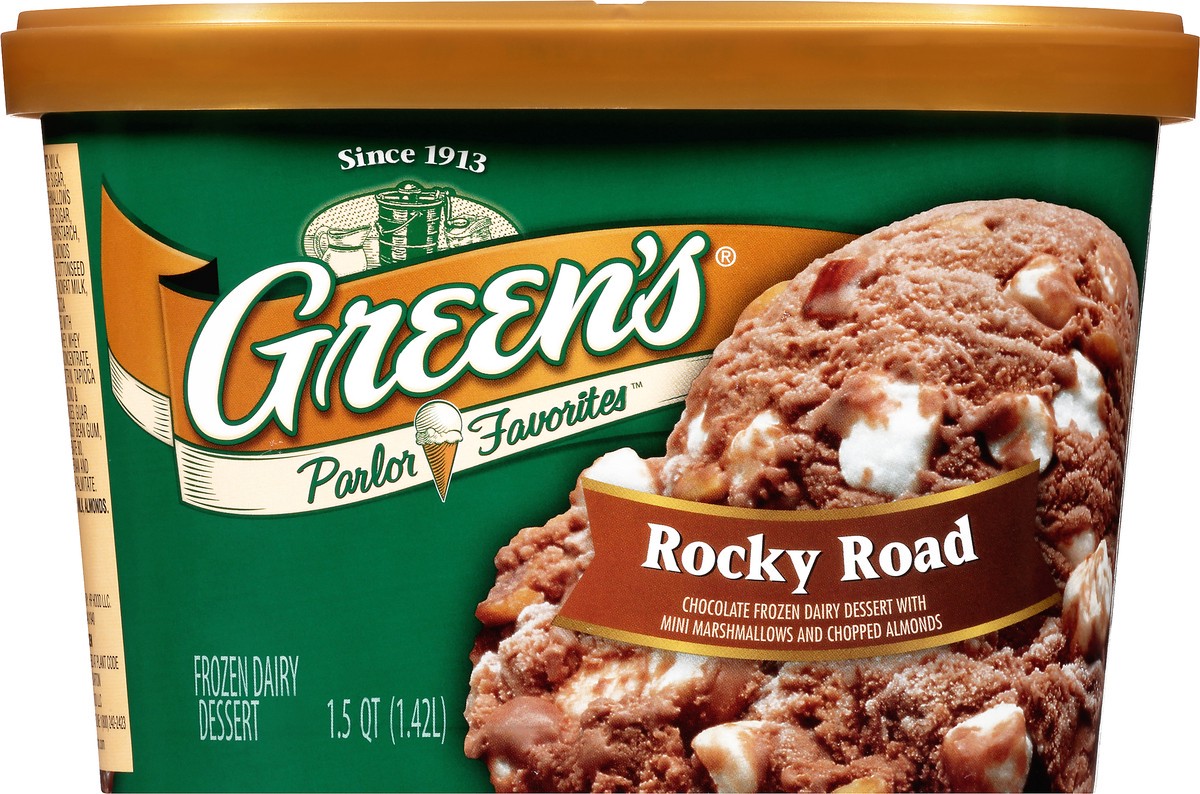 slide 4 of 10, Green's Parlor Favorites Rocky Road Frozen Dairy Dessert 1.5 qt. Carton, 1.42 liter