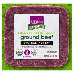 True Goodness 93% Organic Grass Fed Ground Beef, 1 lb