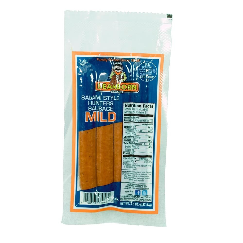 slide 1 of 1, Dearborn Salami Style Mild Hunters Sausage, 4.5 oz