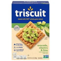 Triscuit Avocado, Cilantro & Lime Whole Grain Wheat Crackers, Lunch Snacks, Snack Crackers, 8.5 oz