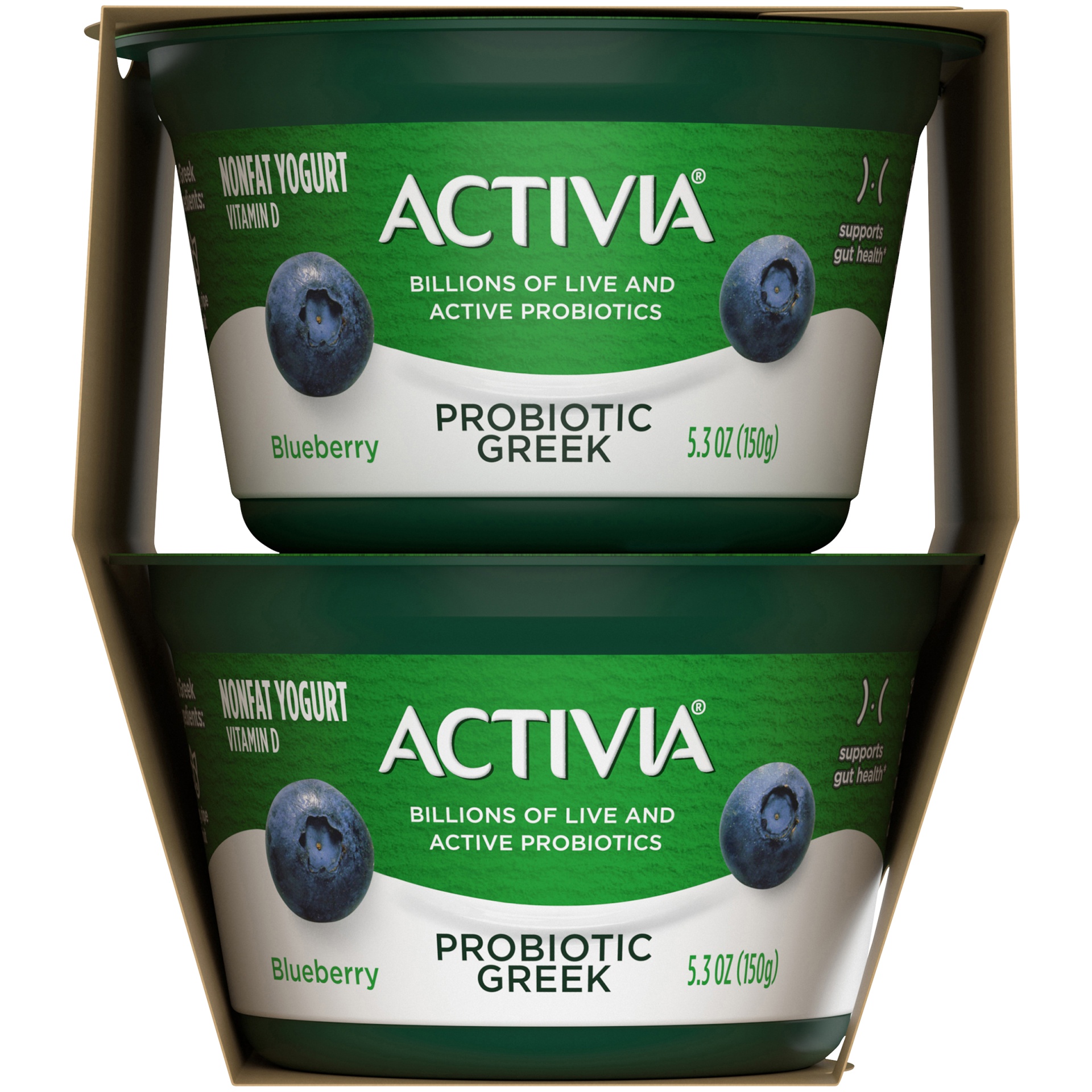 slide 2 of 7, Activia Nonfat Probiotic Blueberry Greek Yogurt Cups, 4 ct; 5.3 oz