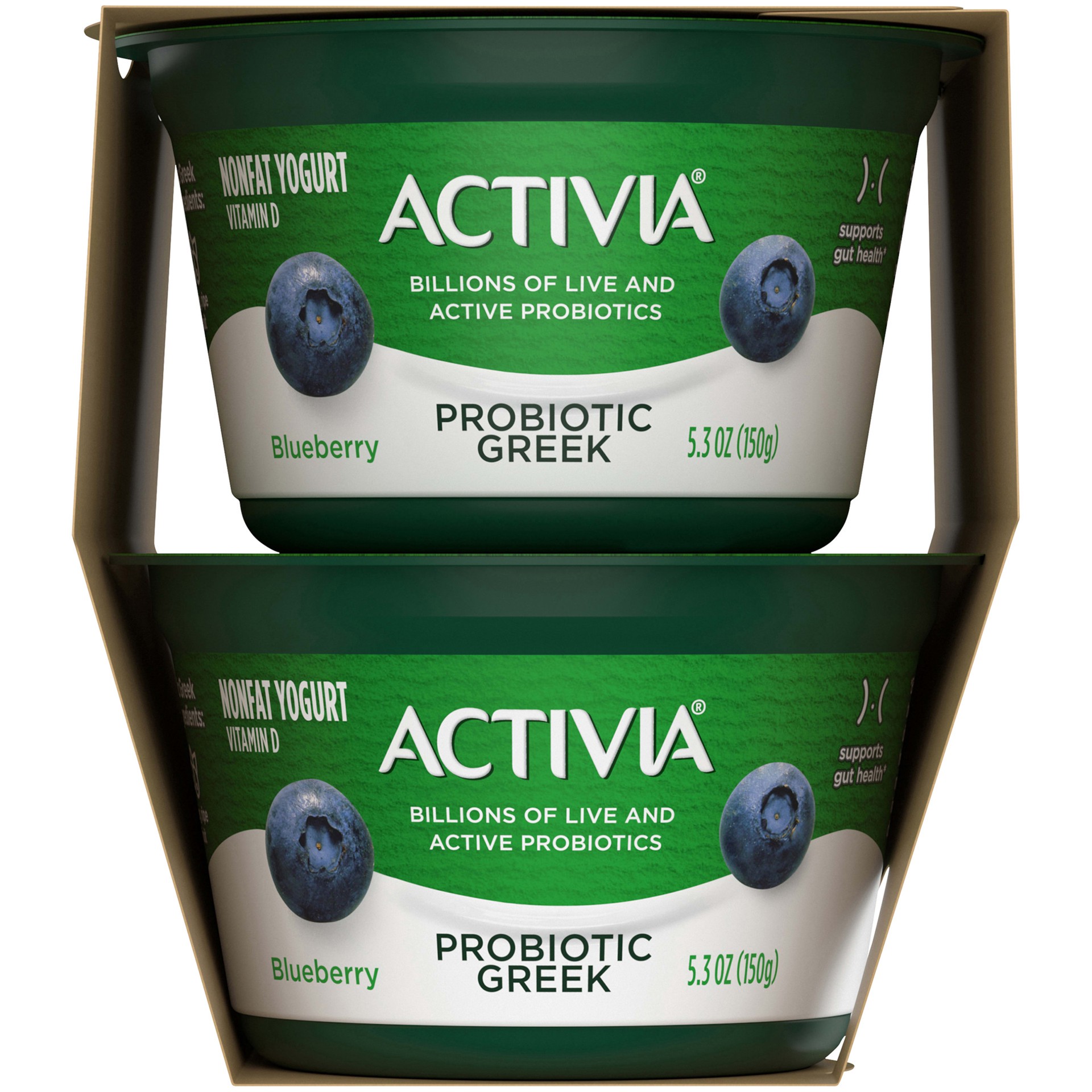 slide 2 of 5, Activia Probiotic Nonfat Greek Yogurt, Blueberry, 5.3 oz., 4 Pack, 5.3 oz