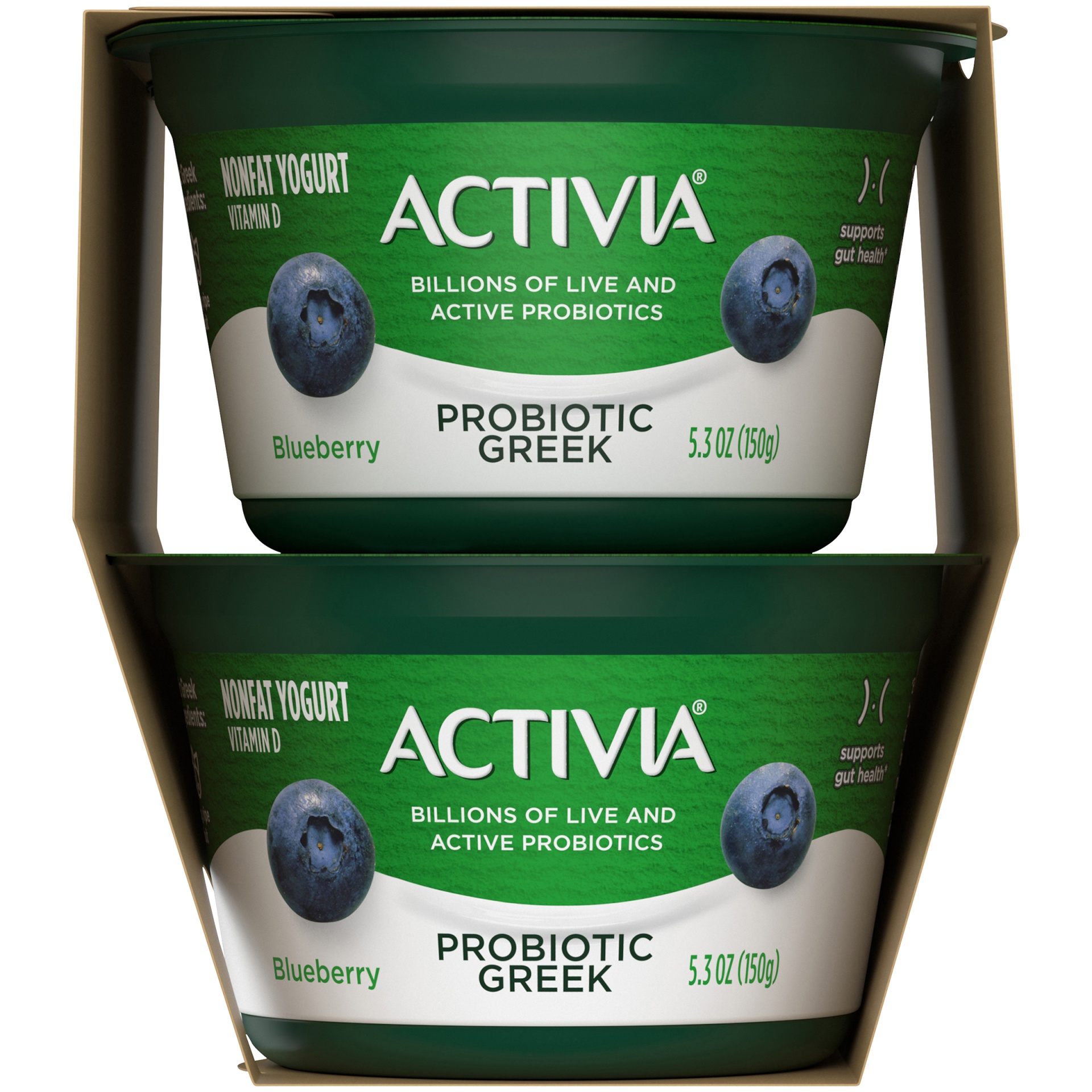 slide 3 of 7, Activia Nonfat Probiotic Blueberry Greek Yogurt Cups, 4 ct; 5.3 oz