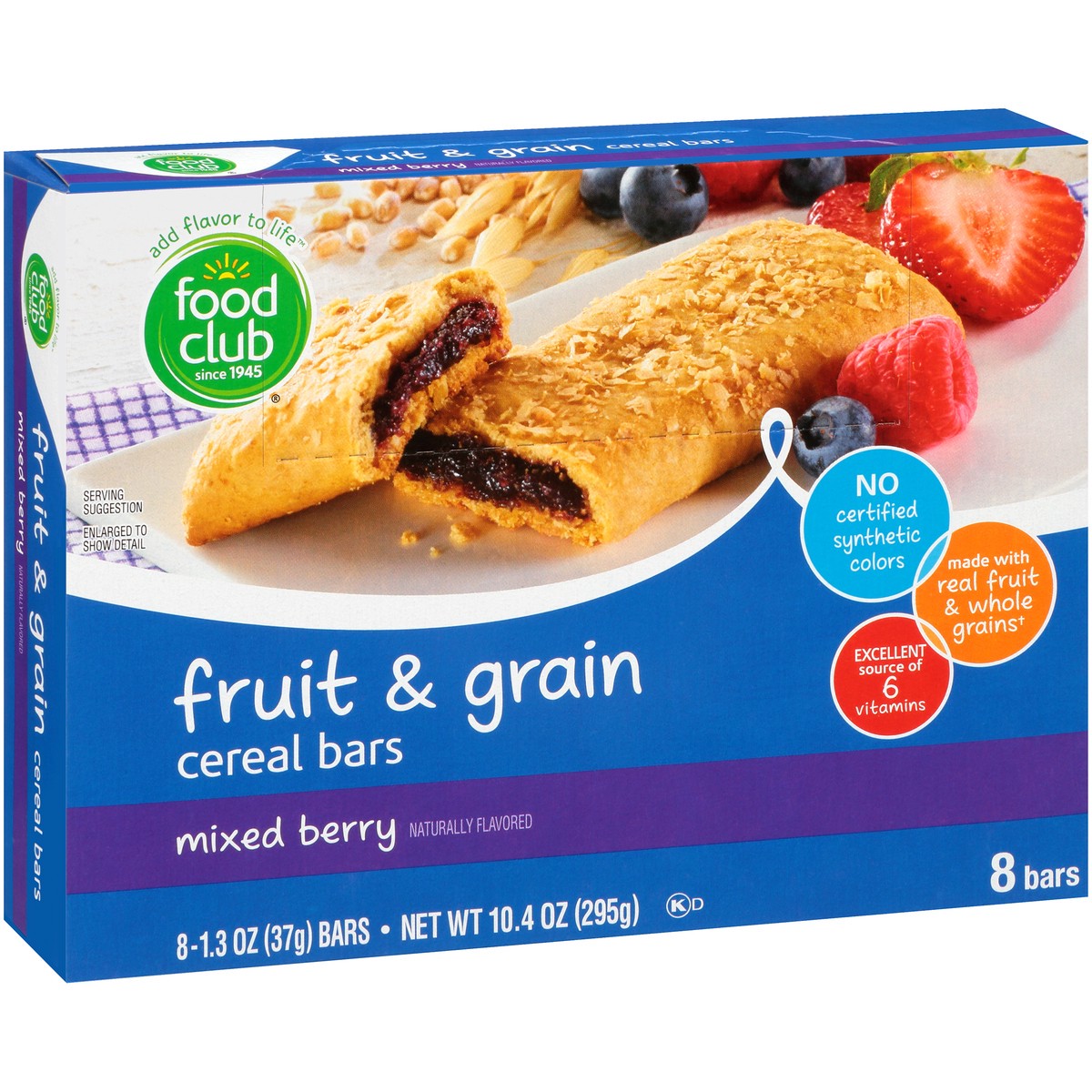 slide 2 of 9, Food Club Mixed Berry Fruit & Grain Cereal Bars, 10.4 oz