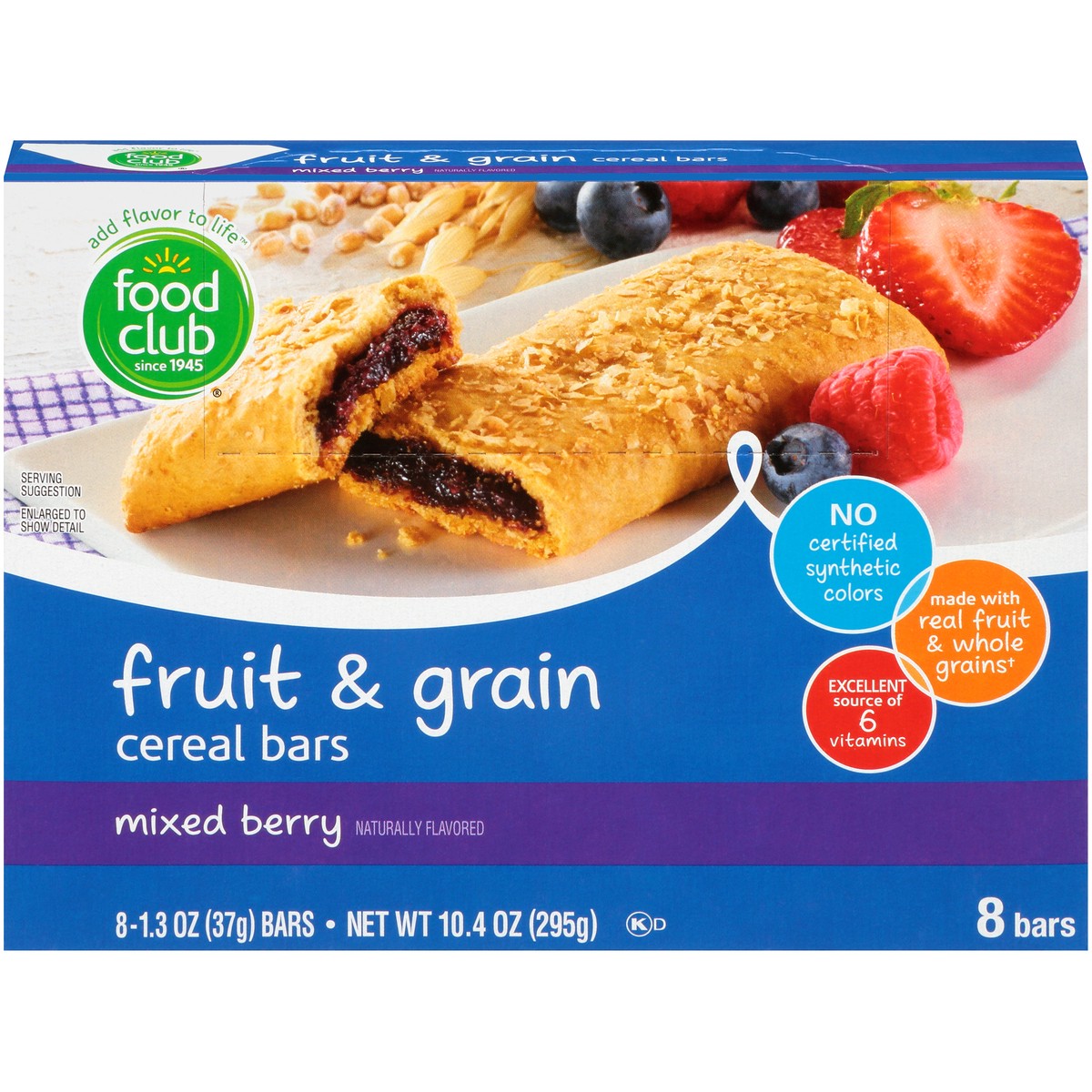 slide 1 of 9, Food Club Mixed Berry Fruit & Grain Cereal Bars, 10.4 oz