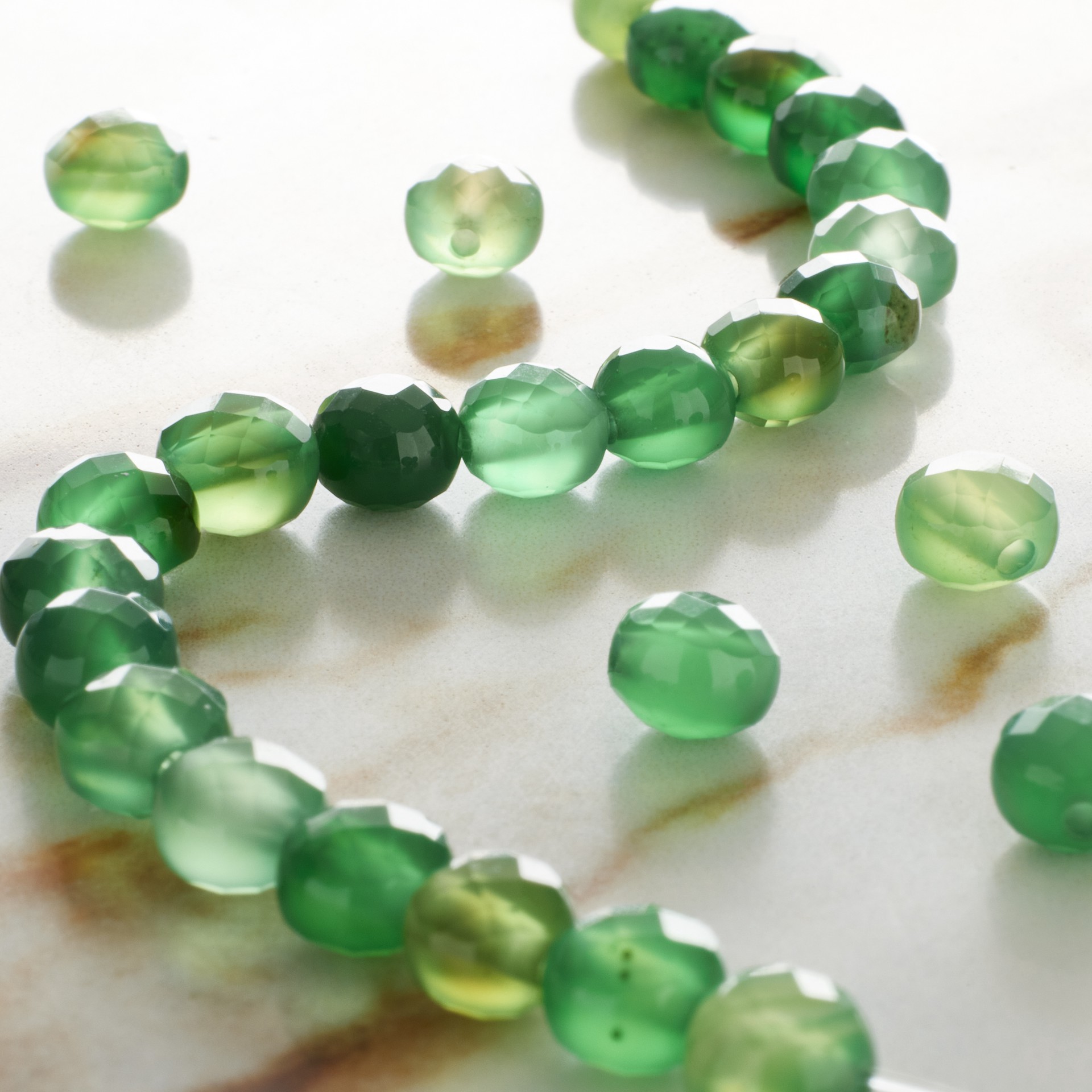 slide 3 of 3, Green Faceted Agate Coin Beads, 6mm By Bead Landing, 6 mm