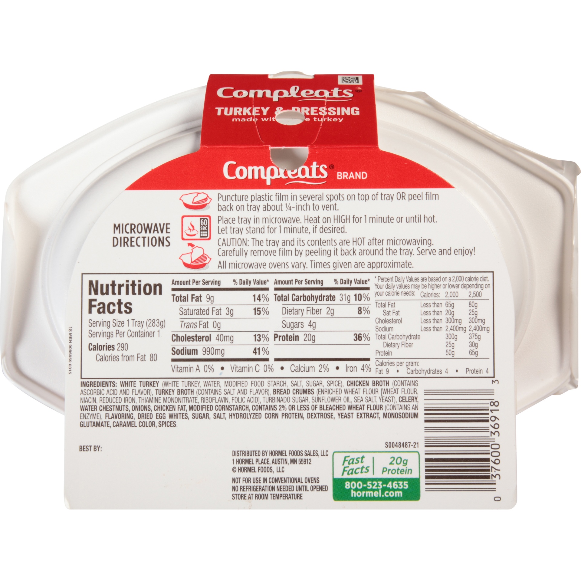 slide 2 of 6, Hormel COMPLEATS Turkey & Dressing, 10 oz