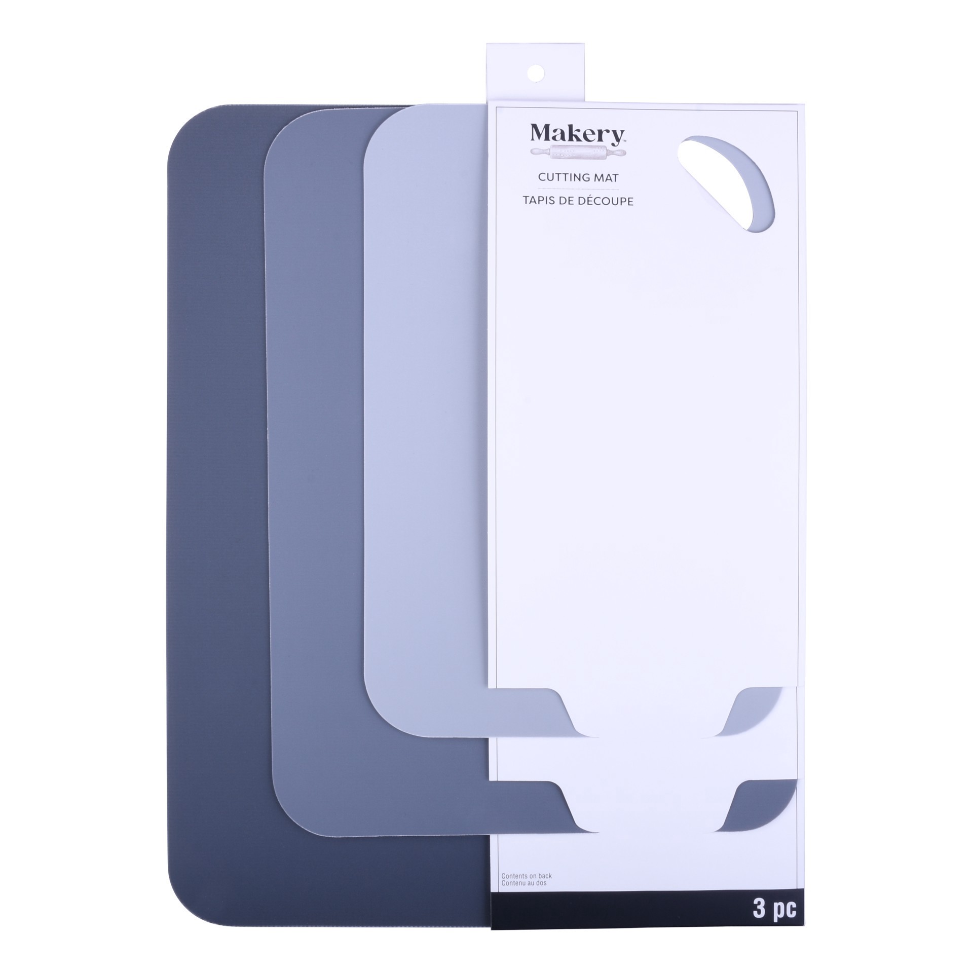 slide 3 of 4, Mixed Blue 3 Piece Polypropylene Cutting Mat Set By Makery, 3 ct