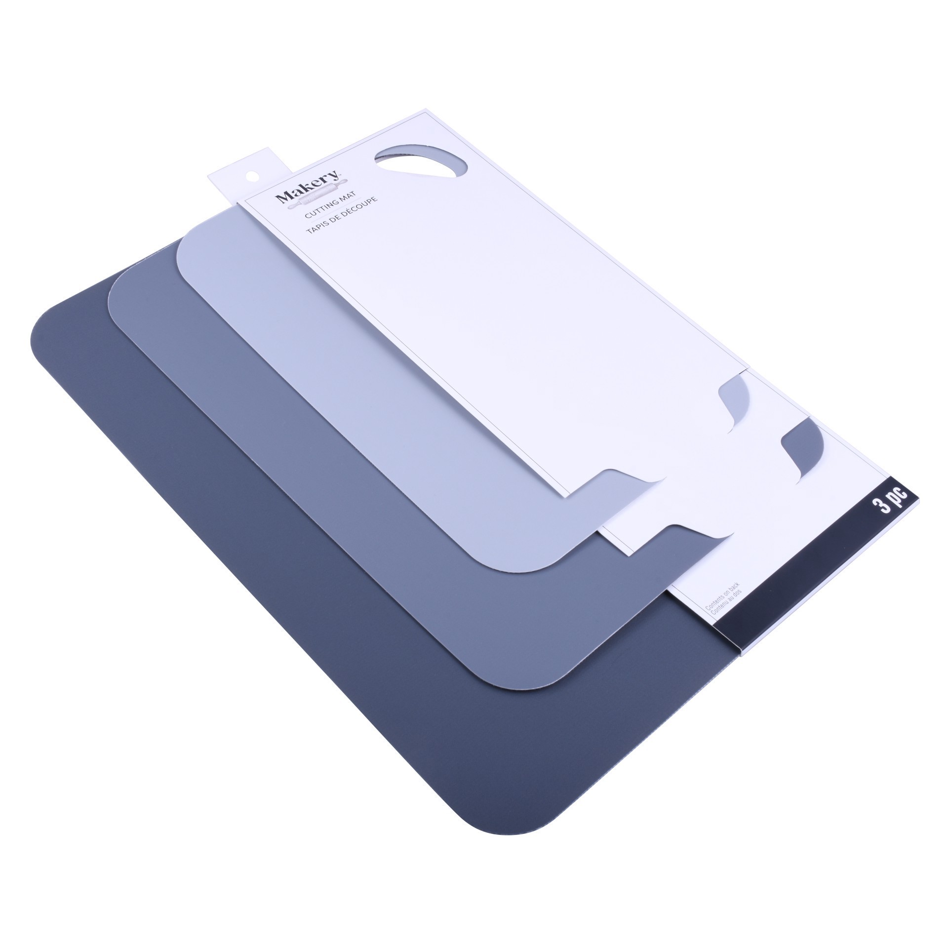 slide 2 of 4, Mixed Blue 3 Piece Polypropylene Cutting Mat Set By Makery, 3 ct