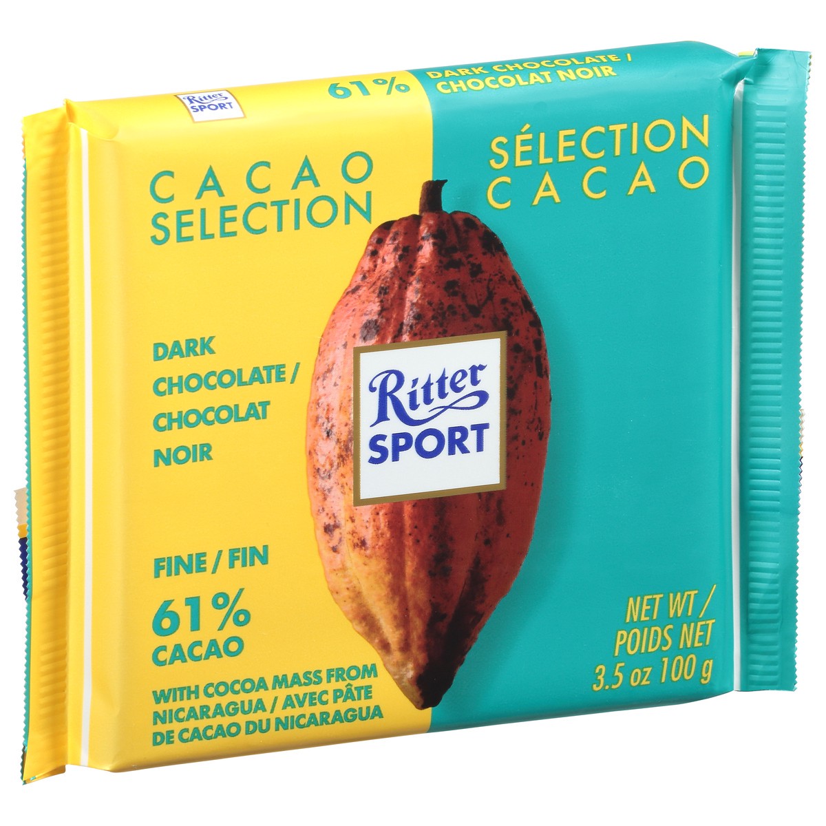 slide 9 of 13, Ritter Sport 61% Cacao Fine Dark Chocolate 3.5 oz, 3.5 oz