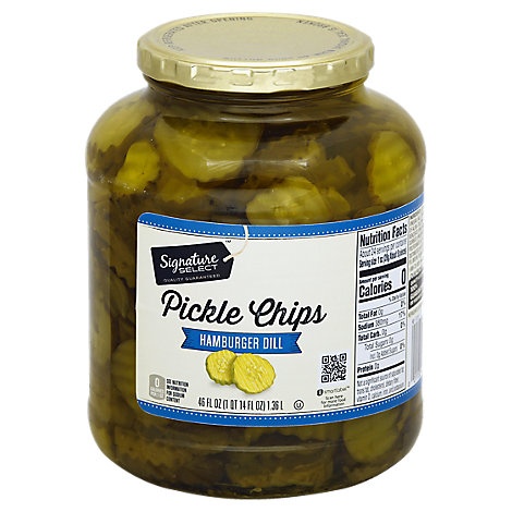 slide 1 of 1, Signature Select Pickles Chips Hamburger Dill, 46 fl oz