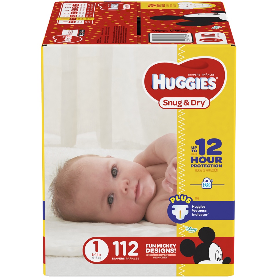 slide 1 of 1, Huggies Snug & Dry Big Pack Size 1, 112 ct