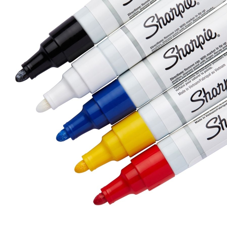 slide 2 of 5, Sharpie Oil-Based Paint Markers, Medium Point, Assorted Colors, 5 ct